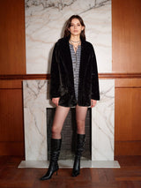 Luxuriöse Lange Kunstfelljacke – Eleganz für den Winter – Schwarz