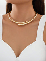 Minimalistisches Wasserfall-Design Offener Choker – Gold