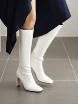 Damen Stiefel | Kniehohe Ausführung mit hohem Absatz – Weiß