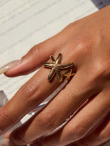 Mikaela Sternchen Offener Ring aus Titanstahl – Elegante Meeresinspiration für Jeden Tag – Gold