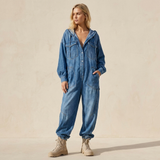 Estielle - Jeans Overall Mit Kapuze – Blau