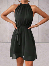 Elegantes Damen-Trägerkleid mit Rückenausschnitt - Sommerlook – Schwarz