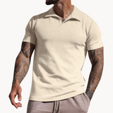 Emiel Polo mit Stehkragen und Textur – Khaki
