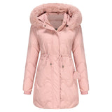 Gesteppter wintermantel mit flauschigem kragen - renata – Rosa