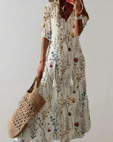 Kinsley – Boho-Maxikleid – Beige