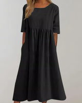 Brisa – Locker sitzendes Baumwollkleid – Schwarz