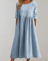 Diella – Kleid aus Baumwollleinen – Hellblau