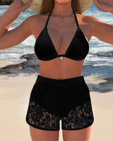 Eva | Elegantes Unifarbenes Bikini-Set – Schwarz