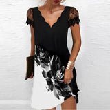Kristine - Elegantes Midi-Kleid mit V-Ausschnitt – Schwarz und weiß
