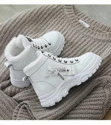 Winterstiefel flauschig und mit schnürung für damen – Weiß