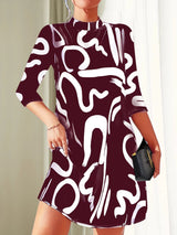 Tammara - Stilvolles und bequemes bedrucktes Kleid – Bordeaux