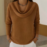 Danela – Eleganter Pullover Mit Wasserfallausschnitt – Braun