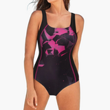 Damen Badeanzug Formend Sportlich mit Bauchkontrolle – Trainings- und Strandstil – Schwarz-Rosa