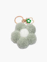 Taschenanhänger – Blumenanhänger mit Flauschkugel – Grün