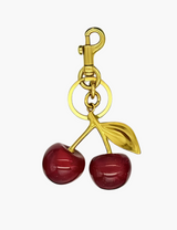 Taschenanhänger – Kirschen-Anhänger mit Schlüsselring – Rot/Gold