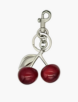 Taschenanhänger – Kirschen-Anhänger mit Schlüsselring – Rot/Silber