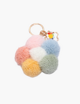 Taschenanhänger – Blumenanhänger mit Flauschkugel – Mehrfarbig