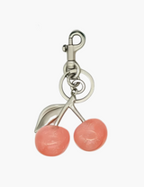 Taschenanhänger – Kirschen-Anhänger mit Schlüsselring – Rosa/SIlber