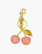 Taschenanhänger – Kirschen-Anhänger mit Schlüsselring – Rosa/Gold