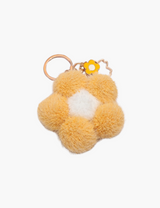 Taschenanhänger – Blumenanhänger mit Flauschkugel – Orange