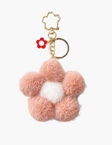 Taschenanhänger – Blumenanhänger mit Flauschkugel – Altrosa