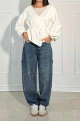 1+1 Gratis | Philine™ Stylische Baggy-Hosen – Dunkelblau