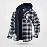 Herren Kariertes Muster Jacke mit Kapuze | Warme – Schwarz