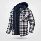 Herren Kariertes Muster Jacke mit Kapuze | Warme – Orange