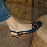 Drune | Schuhe Frauen Flach Offener Rücken Sommerschuhe – Marineblau