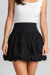 Damen Ballonrock elastische Taille Sommer lässigen Rock – Schwarz
