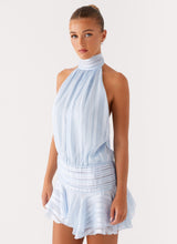 Damen Elegantes Halterneck-Minikleid – Blau