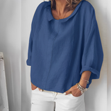 Marion Kaye - Umlegekragen Bluse – Blau