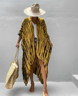 Resort Leinen Beach Kimono – Damen Leichter Strand‑Cover‑Up – Gelb