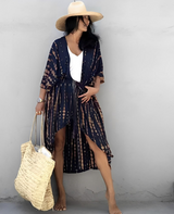 Palm Isle - Verführerischer Strand-Kimono – Boho - Dunkelblau