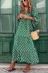 Isadora - Gestuftes Maxikleid – Grün