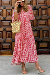 Isadora - Gestuftes Maxikleid – Rot