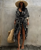 Palm Isle - Verführerischer Strand-Kimono – Boho - Schwarz