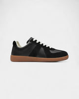 Herren-Retro-Ledersneaker – Wildleder & Gummisohle – Schwarz