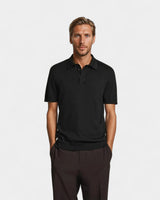 Poloshirt aus Seidenstrick – Schwarz – Schwarz