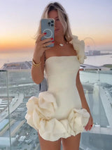 Bella | Festliches Kleid mit Blumenmuster – Weiß