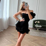 Bella | Festliches Kleid mit Blumenmuster – Schwarz