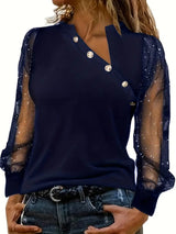 Bella | Moderne elegante One Shoulder Bluse – Marineblau