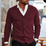 Bequeme Herren Strickjacke – Weinrot