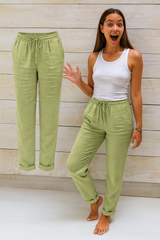 Damen Hose | Lockere Schnittform mit elastischem Bund – Grün