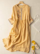 Besticktes Kleid Im Ethno-Stil - Thalea – Gelb