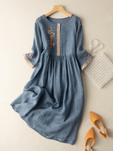 Besticktes Kleid Im Ethno-Stil - Thalea – Blau