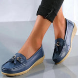 Bathshua - Leder Bequeme Schuhe – Dunkelblau