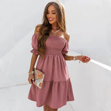 Adriana - Modisches schulterfreies Minikleid für trendbewusste Frauen – Dunkel Rosa