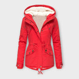 Moriel – Gefütterte Winterjacke mit Kapuze – Rot