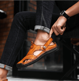 Herren Sandalen | offene Riemenform mit Fersenstütze – Hellbraun